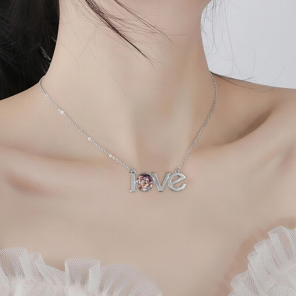 Solid Photo Engraved Necklace: Personalized Memorial Gift