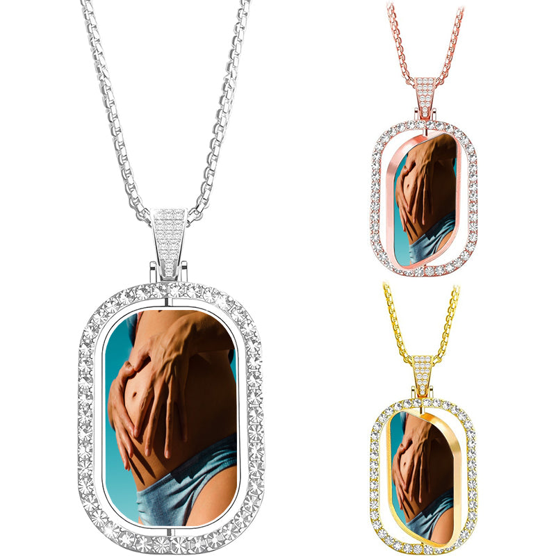 Engraved Sterling Silver Photo Necklace: Personalized Portrait Pendant