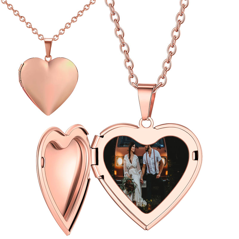 Love Heart Locket Necklace Personalized en Holds 4 Photos Brass Heart Shape Pendant Vintage Four Clover Memorial Photo Locket Pendant Charm Photo DIY Charm Photo Locket Making Kit
