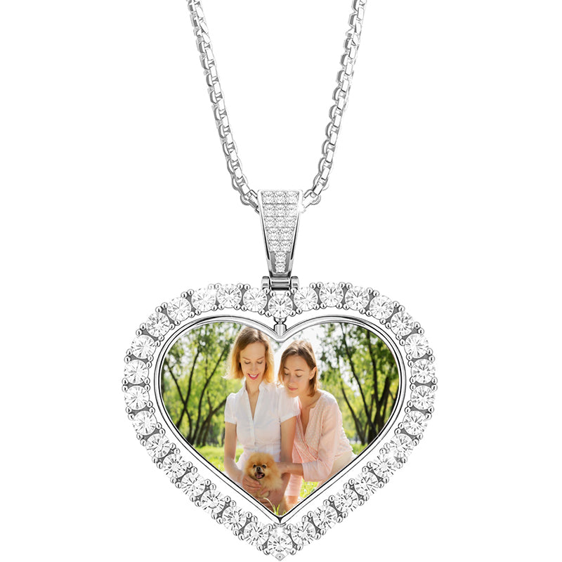 Personalized Heart Locket Necklace for Women, Girl, Kids, Holds Pictures, Birth Flower Personalized & Engraved Picture Locket Necklace /Silver/Rose