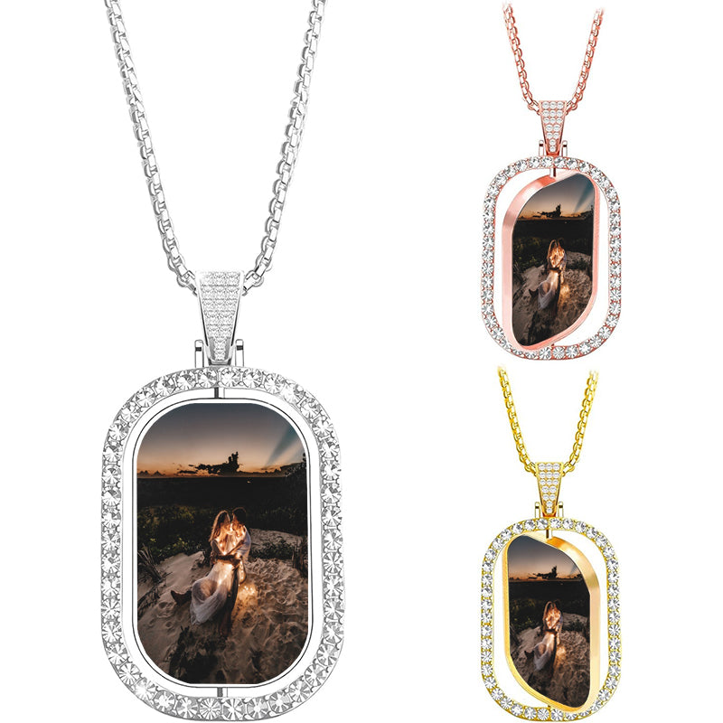 Personalized Cross Necklace with Picture Inside, Custom Projection Picture Necklace, Custom Name Photo Necklaces Jewelry for Fathers Day Memorial Gifts for Men Women Dad Grandpa Husband Boyfriend (Silvery)