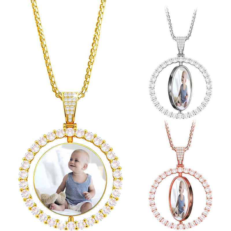 Personalized photo Necklace ?Photo necklace for men ?Projection necklace for men?Gift for him?Men memorial gift?Valentine Day?Christmas Gift