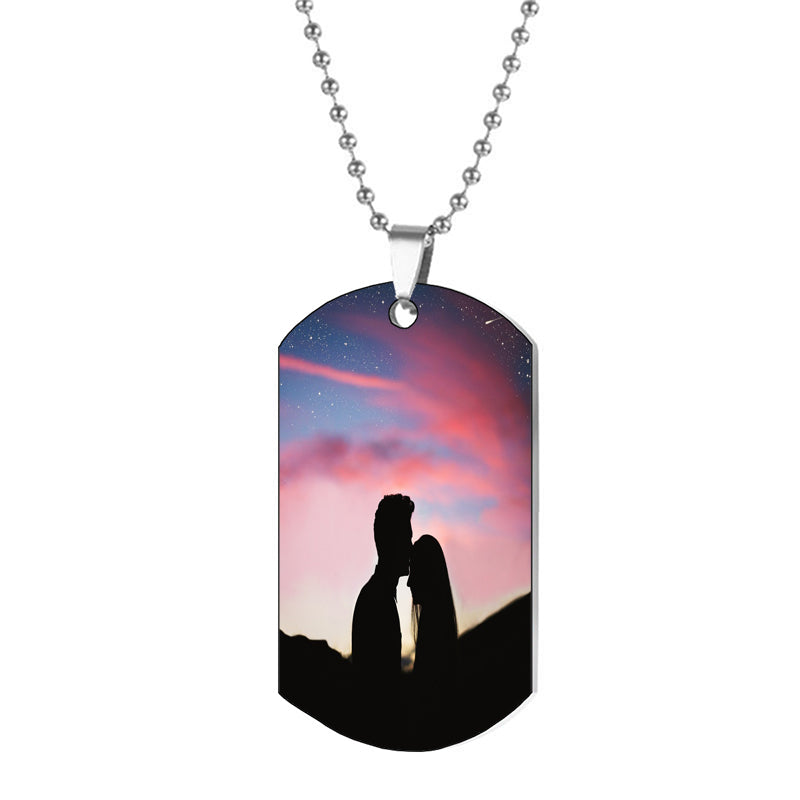 Personalized Photo Dog Tag Custom Engraved Picture Text Necklace Pendant Dogtags