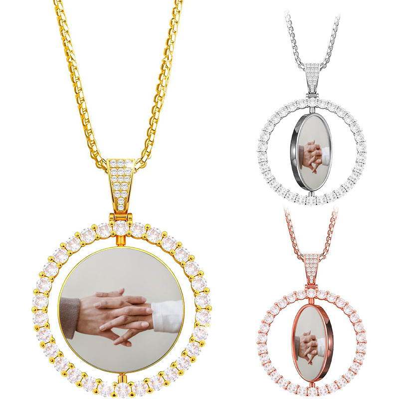 Custom Photo Necklace Pendant, Memory Picture Pendant, Personalized Angel Wings Photo Necklace, Iced Custom Photo, Hip Hop Photo Pendant