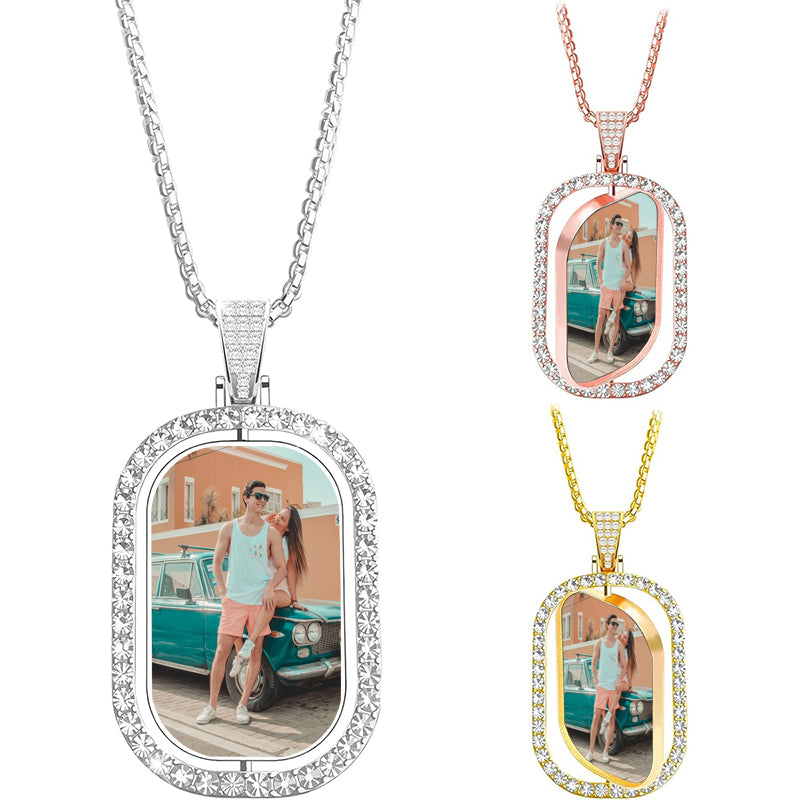 Personalized Bar Necklace Engraved with Name for Men Woman, Custom 3D Vertical Bar Pendant Name Chain Necklaces, 4sides Customizable Name Plate Necklace Jewelry Gift Boyfriend Girlfriend