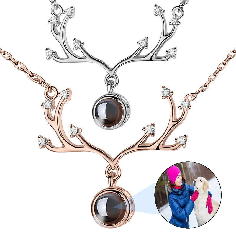 Angel Wing Projection Photo Necklace in / Silver / Rose , Personalized Photo Necklace Sterling Silver Custom Girlfriend Choker