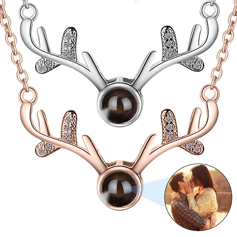 David Star Projection Photo Necklace in / Silver / Rose , CZ Personalized Photo Necklace Sterling Silver Custom Girlfriend Choker