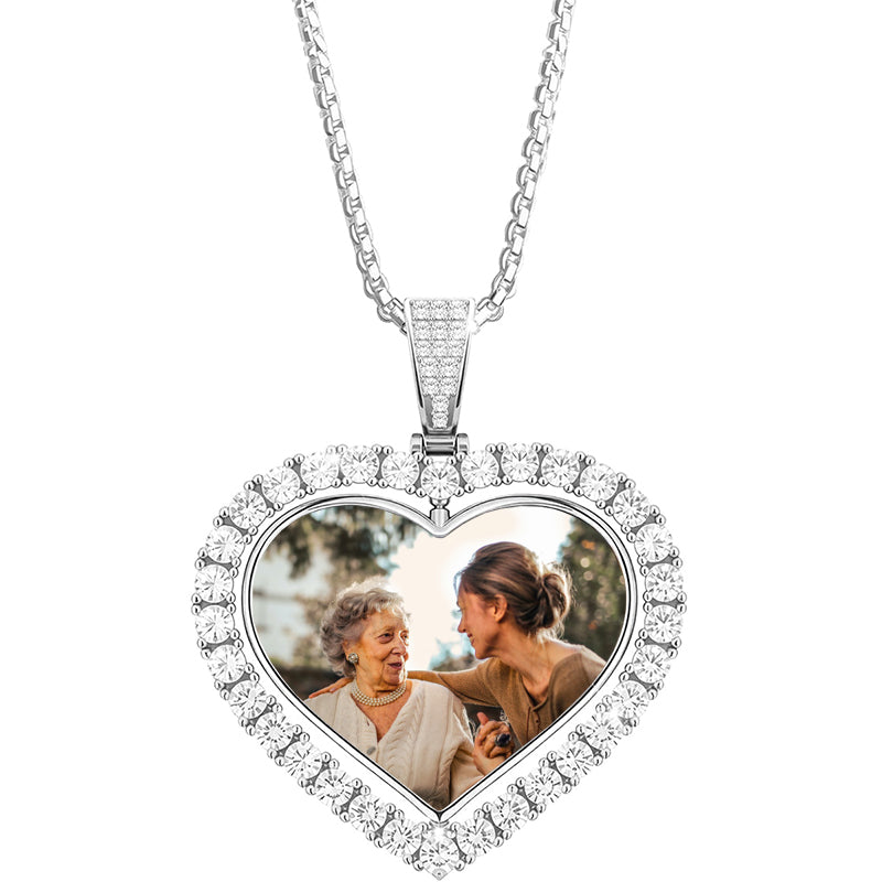 Diamond Cut Heart Name Necklace: Personalized Script Nameplate, Sterling Silver or