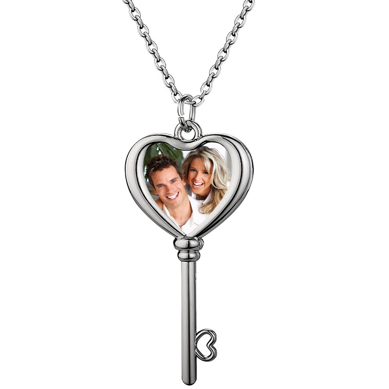 925 Sterling Silver Projection Necklace Personalized Photo Necklace for Her Custom Picture Necklace for Women with I Love You in 100 Languages Heart Necklace with Picture Inside