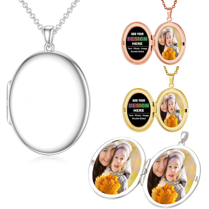 Photo Necklace - Custom Children Photo Pendant - Double Sided Photo Charm Silver or Bronze