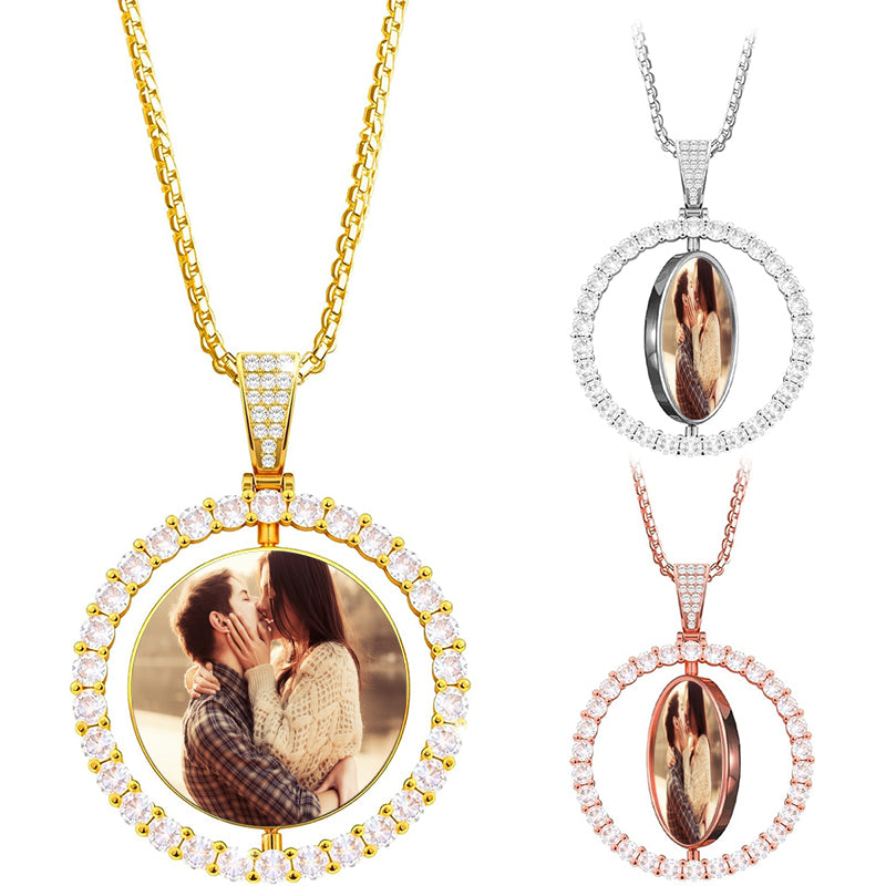 Custom Picture Necklace for Men - Personalized Engraved Dog Tags Pendant with Photo or Text, Customized Memorial Gifts for Women