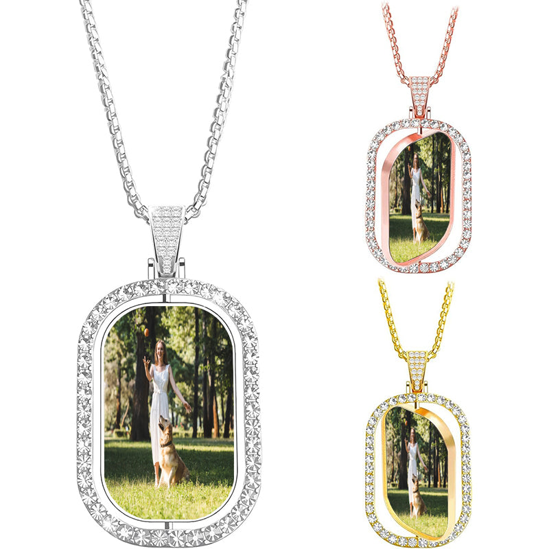 Dog Picture Necklace Pendant - Pet Photo Necklace- Custom Personalized words- Pet Photo pendant - Double sided -Personalized pet pendant