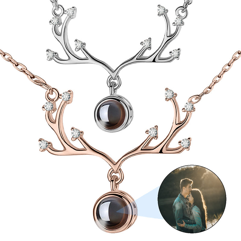 PERIMADE Snowflake Projection Necklace ? Custom Pet Memorial Photo Pendant ? Personalized Picture Inside Jewelry ? Trendy Best Friend Gift