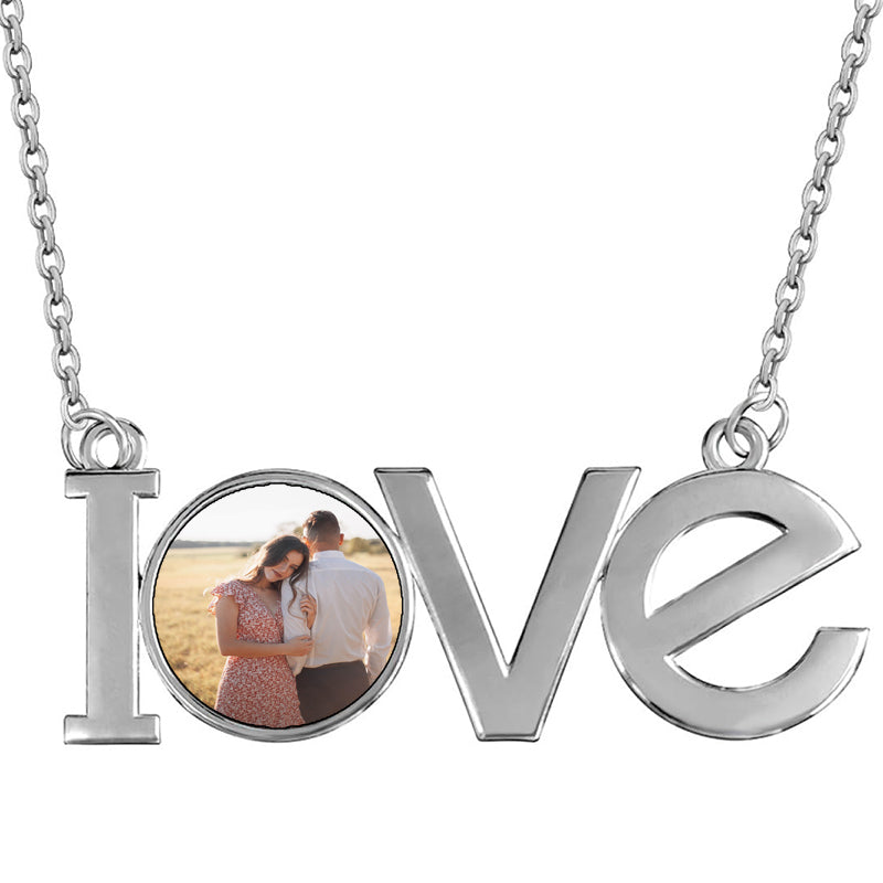 Double Round Bead Photo Projection Birthstones Necklace, Personalized Layered Photo Necklace, Memorial Photo Pendant, Valentine Day Gift