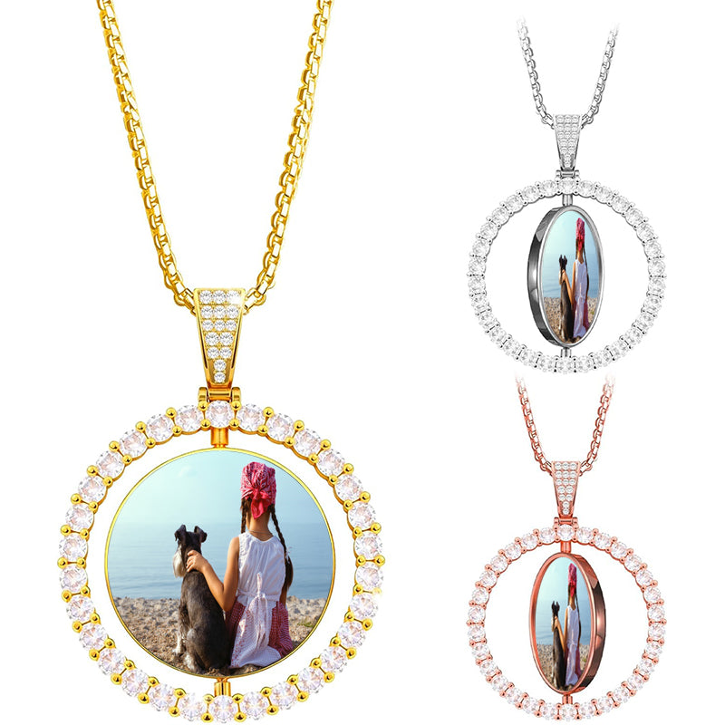 QYH Personalized Pet Ashes Necklace - Memorial Urn Pendant for Dog Cat Ashes with Picture & Text, Cremation Keepsake Jewelry, Customized Gifts for Pet Loss