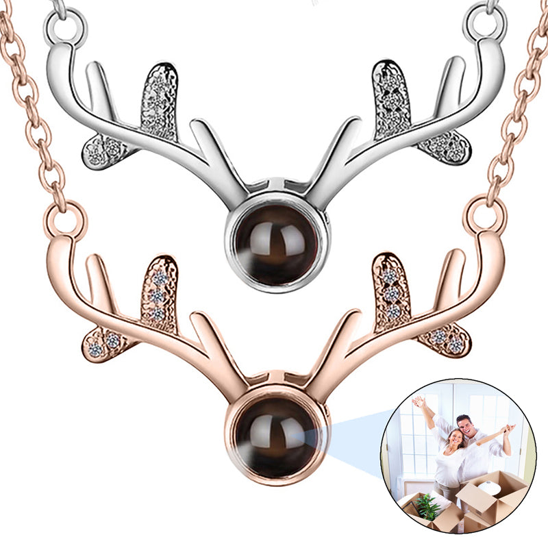 Photo Necklace Personalized Picture Projection Necklace, Custom Memorial Ring Holder Charm Pendant, Customized Text & Love in 100 Languages Wedding Engagement Ring Keeper Necklace for Women