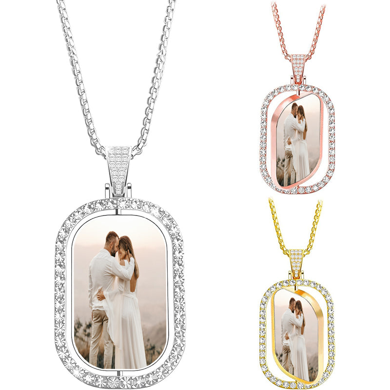 Photo Locket Necklace with Hidden Message, Custom Engraved Necklace, Roman Numerals- Date - Coordinate, Gift for Her