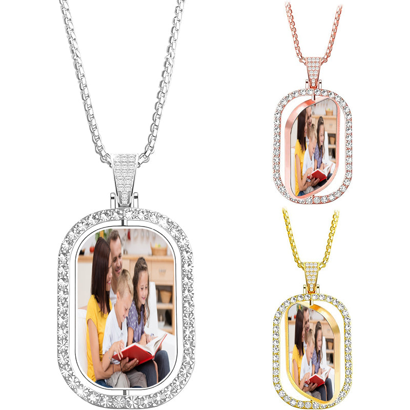 Cross Necklace, Religious Medallion Necklace, Rectangular Spiritual Jewelry, Personalized Name Date Backside of Pendant, Waterproof