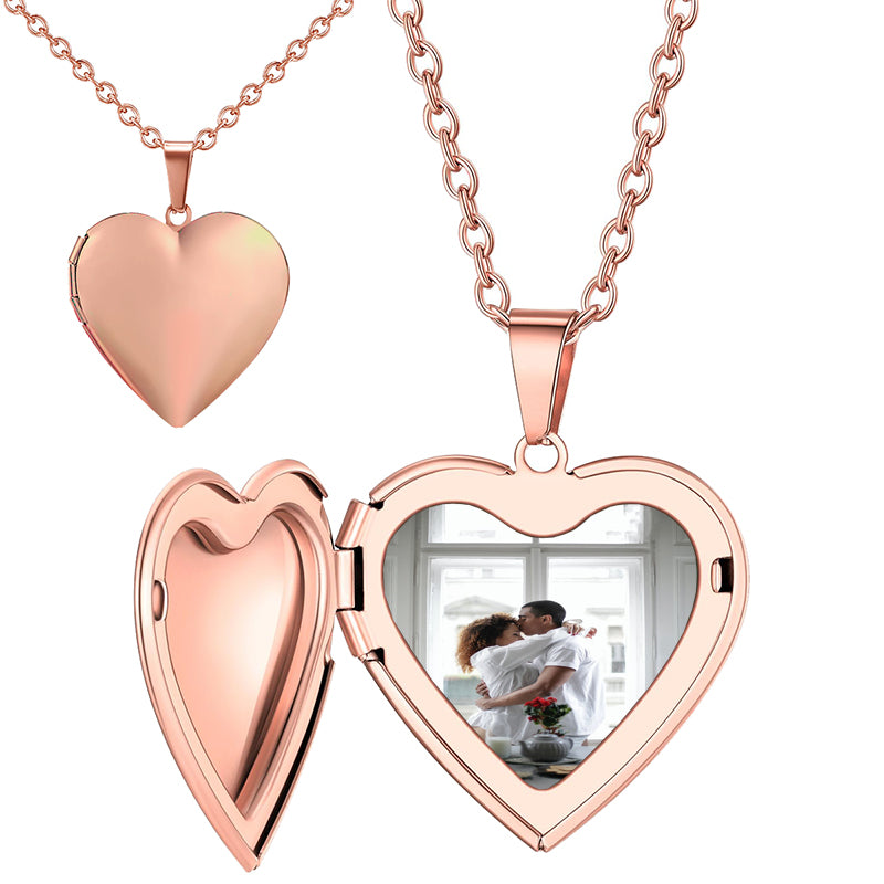 Photo Locket Necklace, White Shell Cameo Virgin Mary Necklace for Women, Plated Personalized Picture Pendant Necklace