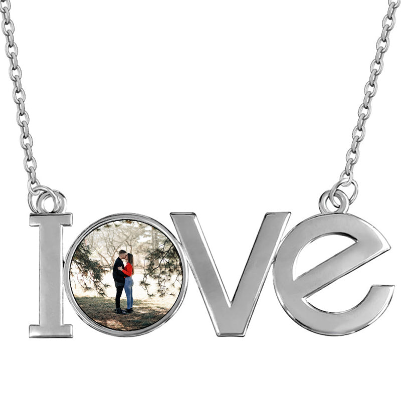 Personalized Monogram Necklace, Sterling Silver - 1 inch Three Letters Name Pendant