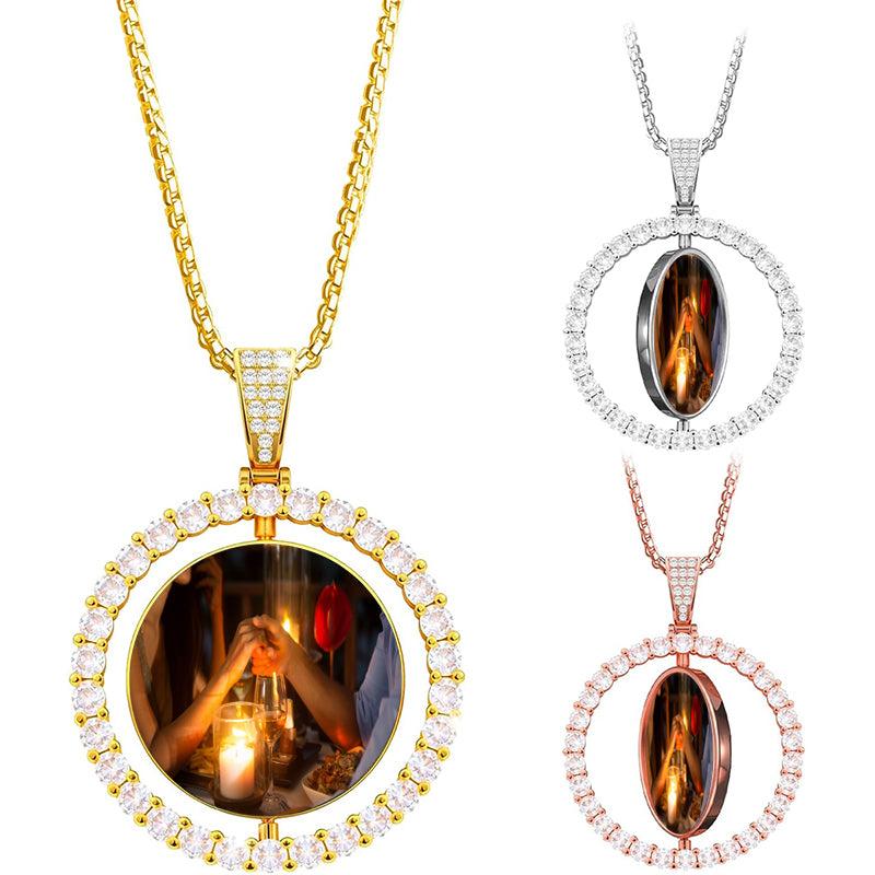 Engraved Photo Necklace, Personalized Picture Disc Pendant- Portrait Engraved Custom Necklace-Valentine's Day Gift