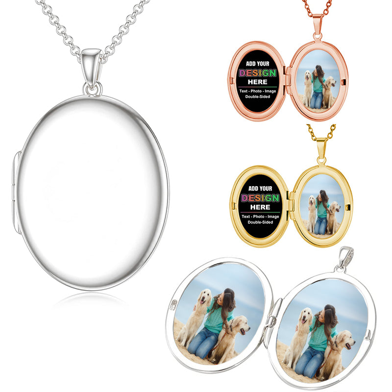 Daisy Oval Locket, Necklace, , Silver Personalized Gifts, April Birth flower, Engraved Locket?With Photo