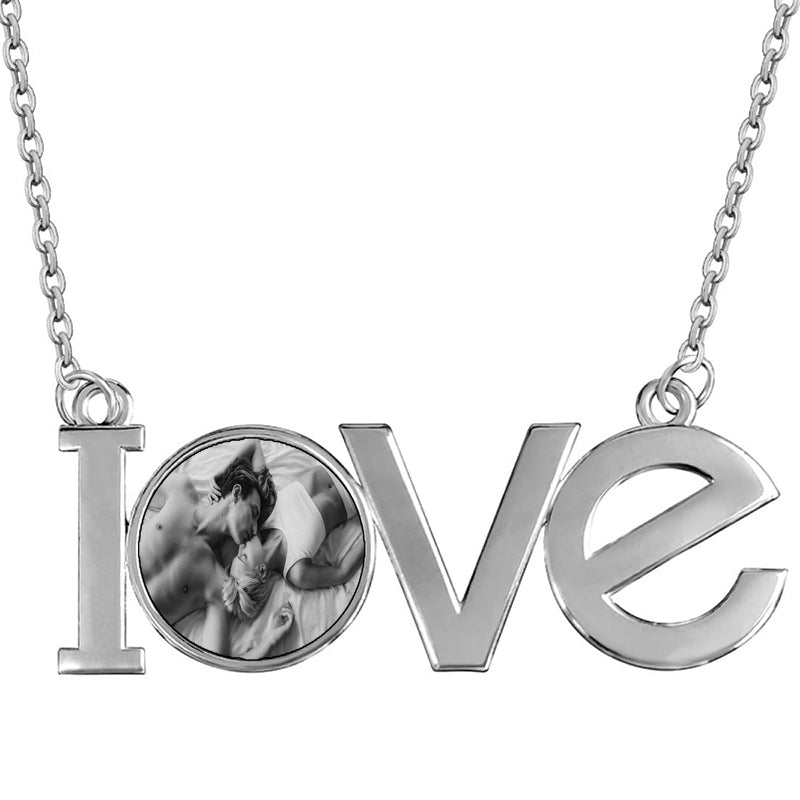 Personalized Photo Necklace - Photo Jewelry - Black Necklace - Custom Photo Pendant - Picture Necklace - 38 mm Circle