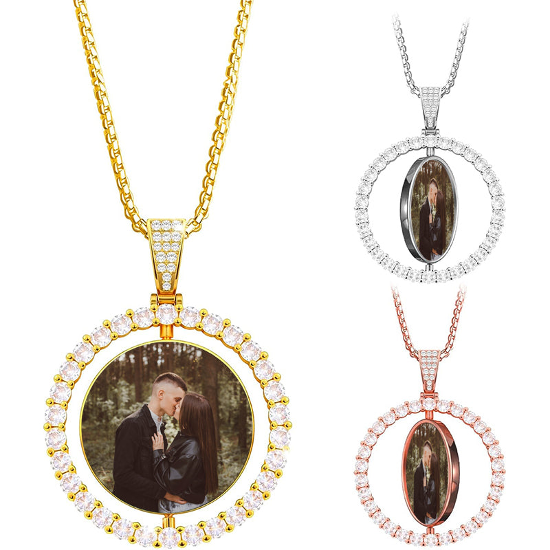 Personalized Projection Stone Necklace for Men,Photo-Inlaid Necklace,Cross Prayer Necklace,Gift for Boyfriend,Gift for Dad