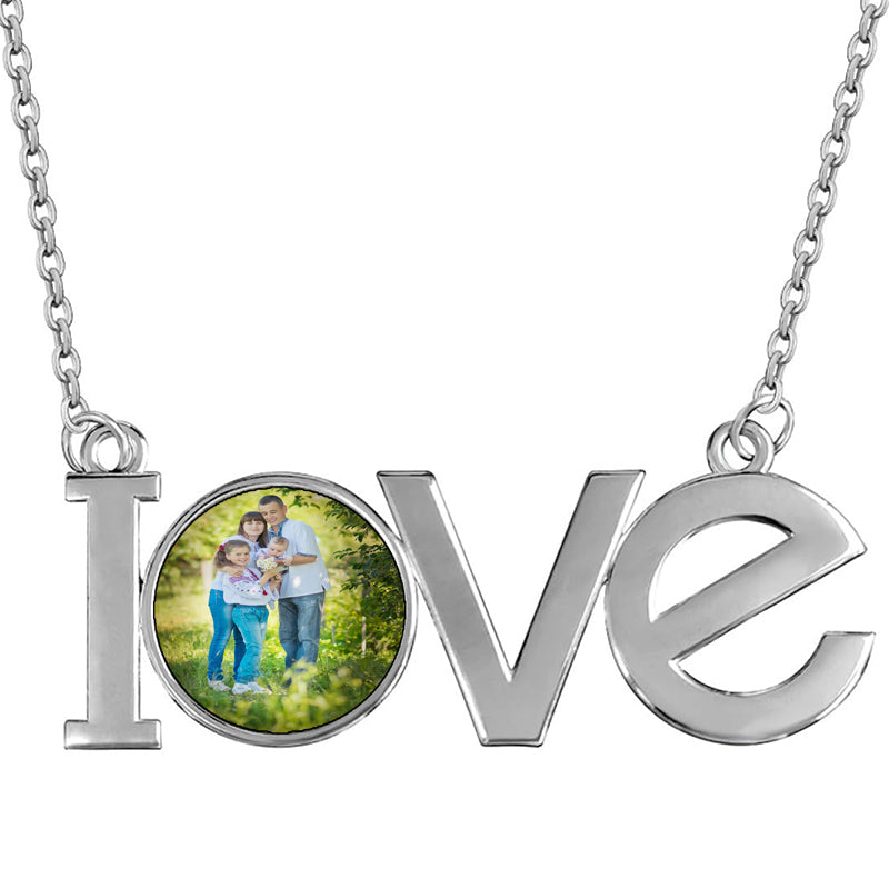 Custom Photo blue Forget Me Not Locket Necklace, Delicate Floral Pendant, Memorial Necklace, Christmas Gift, Birthday Gift, Necklace for Her