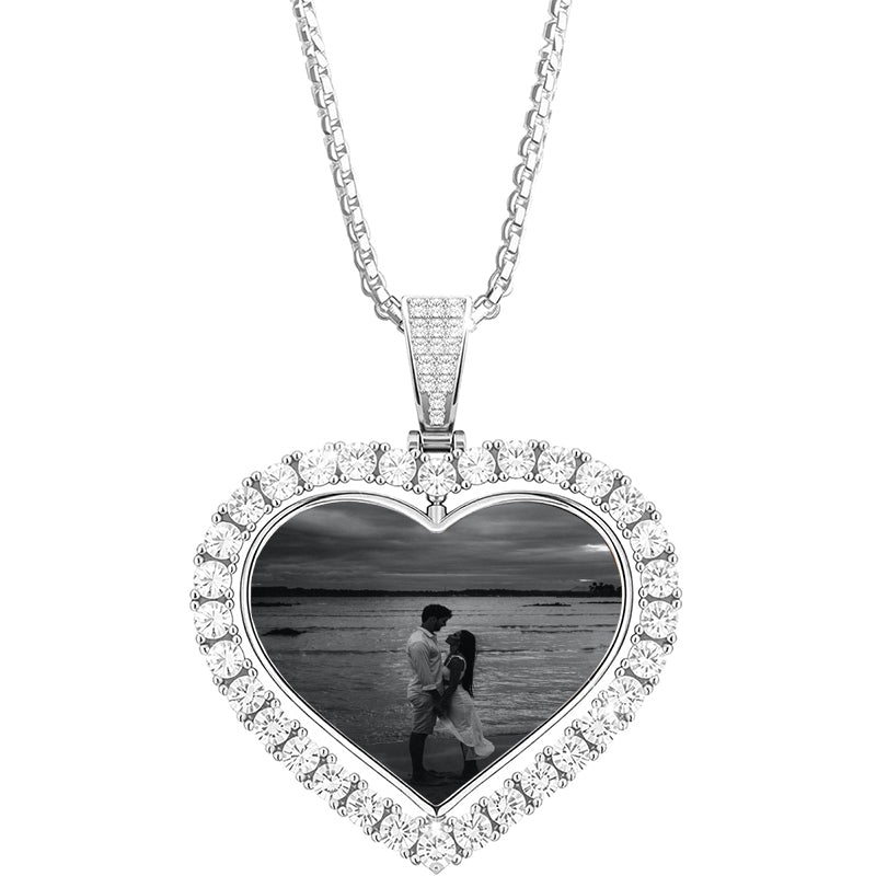 Personalized Large Photo Necklace Custom Chain with Picture Pendant Necklace for Men Women Oversize Pendant Memorial Necklace with Picture Hip Hop Jewelry Personalized Gift