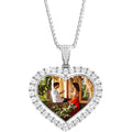 Personalized Heart Photo Necklace: Iced Out Crystal Spinner Charm