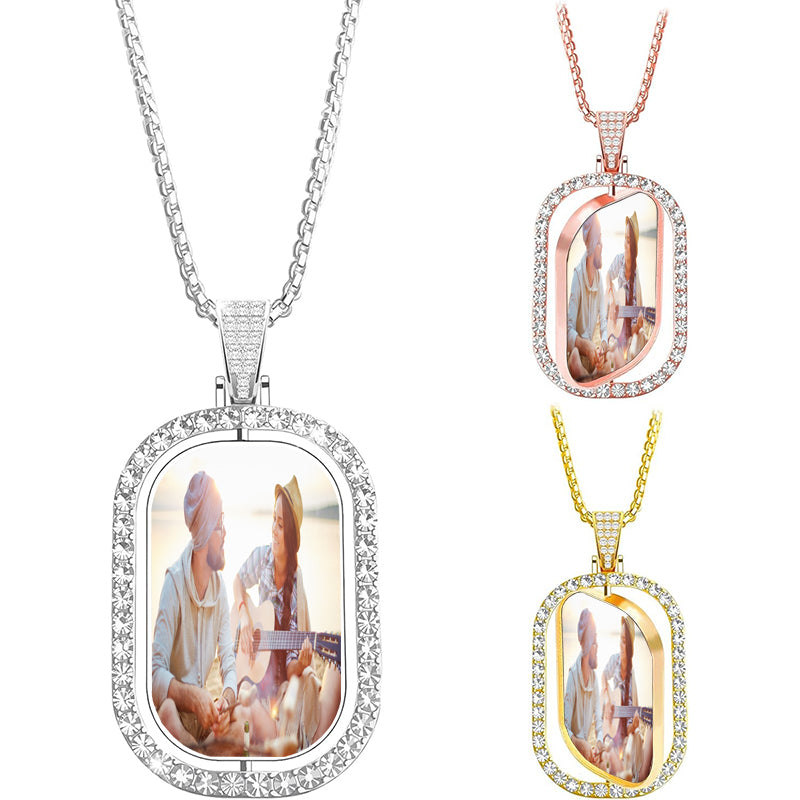 Custom Photo Projection Necklace with Cubic Zirconia, Personalized Pendant Hidden Picture Inside, Photo Necklace, Picture Necklace