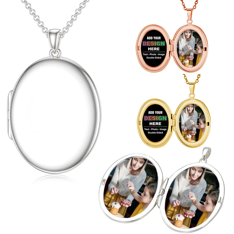 Sterling Silver Locket Necklace for Women Oval-Shaped Locket Pendant Holds Pictures Always with You Vintage Style Photos Locket Jewelry Gifts for Loved One