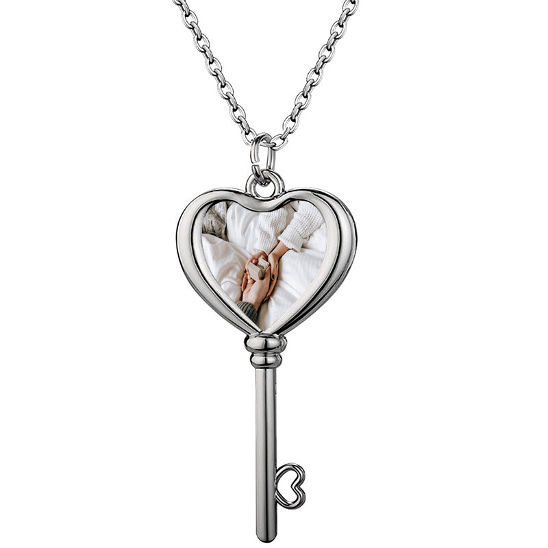 PERIMADE Silver Angel Projection Necklace ? Custom Memorial Photo Pendant ? Personalized Picture Inside Jewelry ? Trendy Best Friend Gift