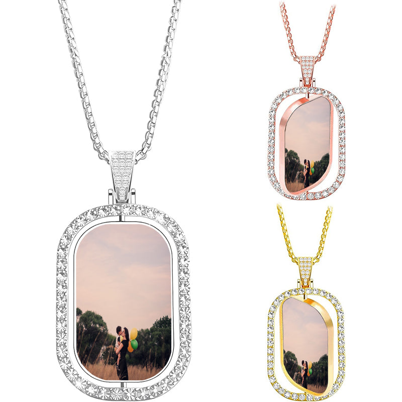 Personalized Custom Photo Projection Necklace, heart shape pattern Charm Necklace with Picture Inside, Women Necklace Memorial Gifts for Her