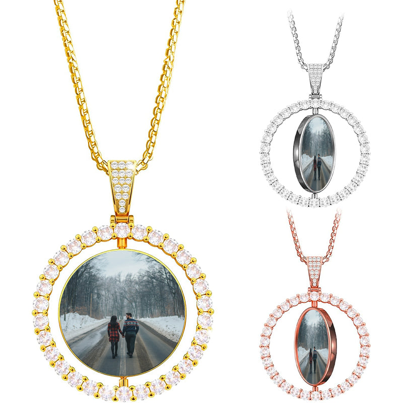 Sunflower Photo Projection Necklace, Personalized Silver/ Stereoscopic Pendant, Memorial Photo Necklace for MAMA, Birthday Gift for Her