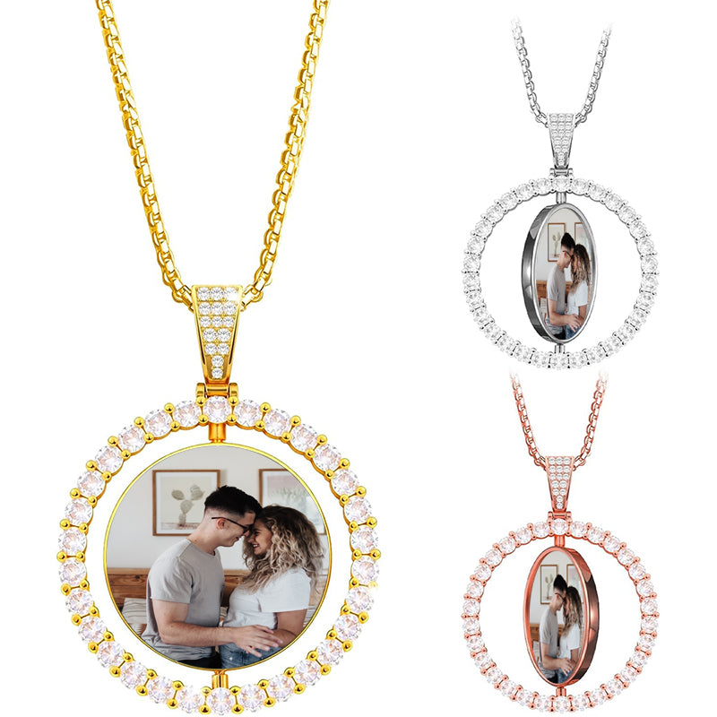 Hand Embroidered Moon and flowers necklace Family Photo locket Memorial Gift Mother's Day Gifts Personalized gift Moon and Stars necklace