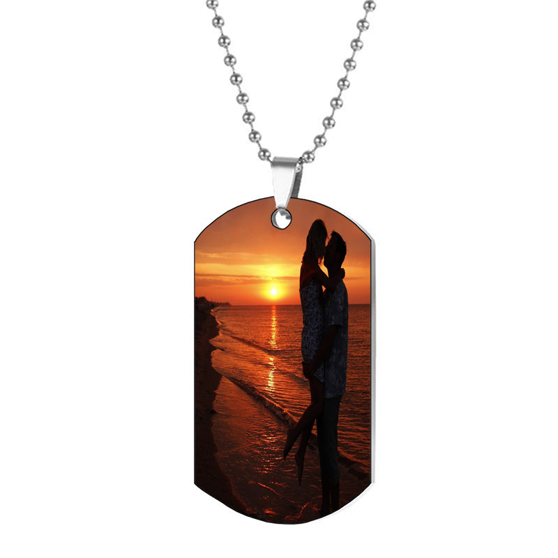 PERSONALIZED Jewelry, Necklace Pendant with Custom Text, Stainless Alloy, Plated, Horizontal Bar