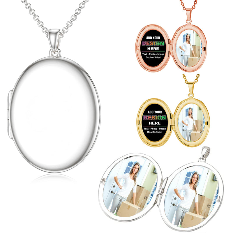 LIOYSIUT Sterling Silver Custom Photo Projection Necklace with Picture Inside I Love You Necklace 100 Languages Personalized Heart Memorial Gift for Women Silver