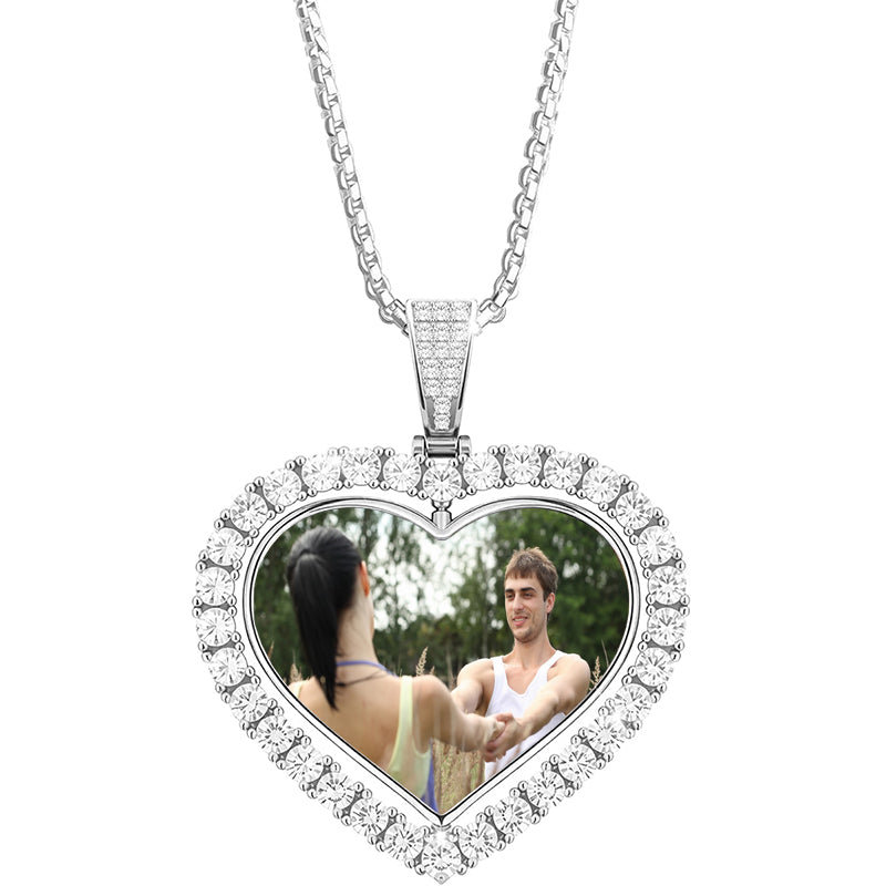 Personalized Round Photo Necklace | Custom Engraved Picture Pendant in , Silver | Valentines or Memorial Gift for Mom, Wife, Daughter