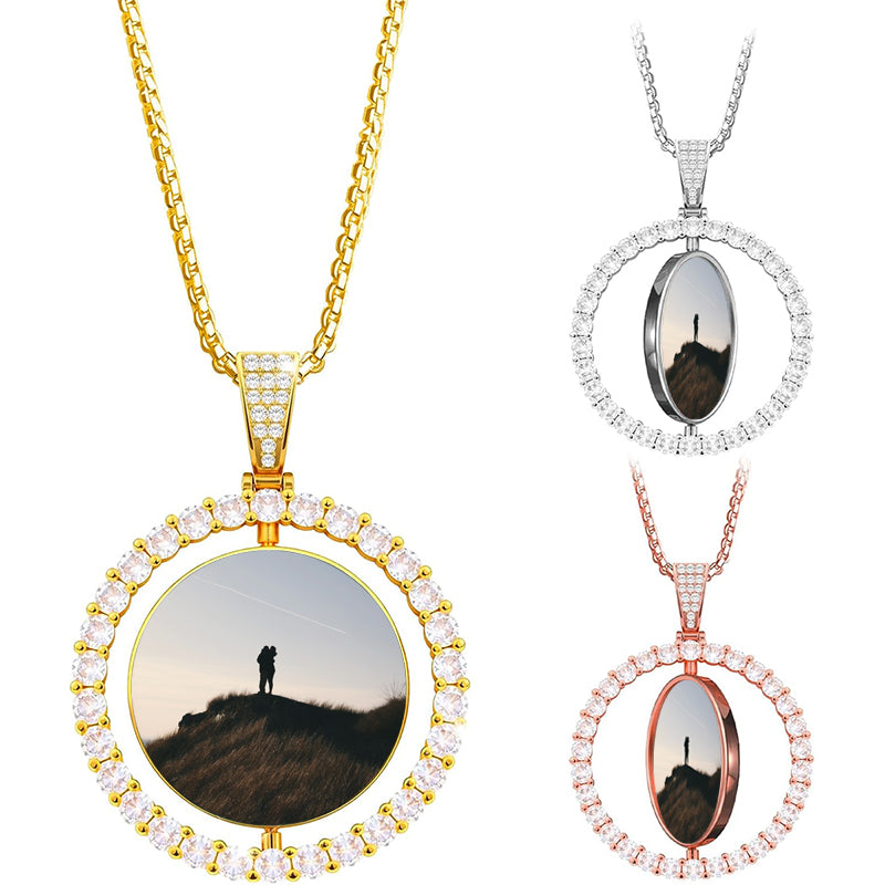 Custom Engraved 4-Sided Bar Necklace, Stainless Steel Spinner Necklace