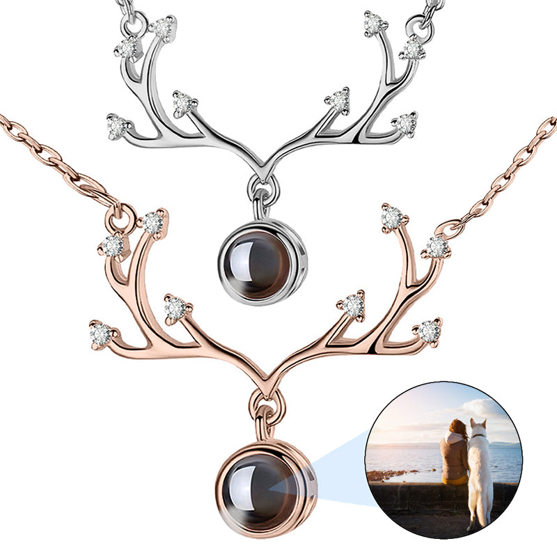 Personalized Photo Necklace with Picture Inside Customized Matching Necklaces For Couples Picture Pendant Projection Necklace Valentine's Day Birthday Memorial Gifts for Girlfriend Lover Wife Women