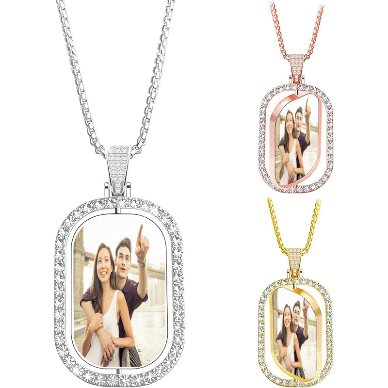 Projection Necklace, Memorial Necklace in Silver, Customized Projection Necklace with Picture, Photo Projection Necklaces, Birthday Gift