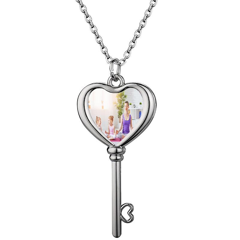 Personalized Memorial Photo Necklace: Loss of Loved One Gift; Name Charm, Angel Wing, Heart