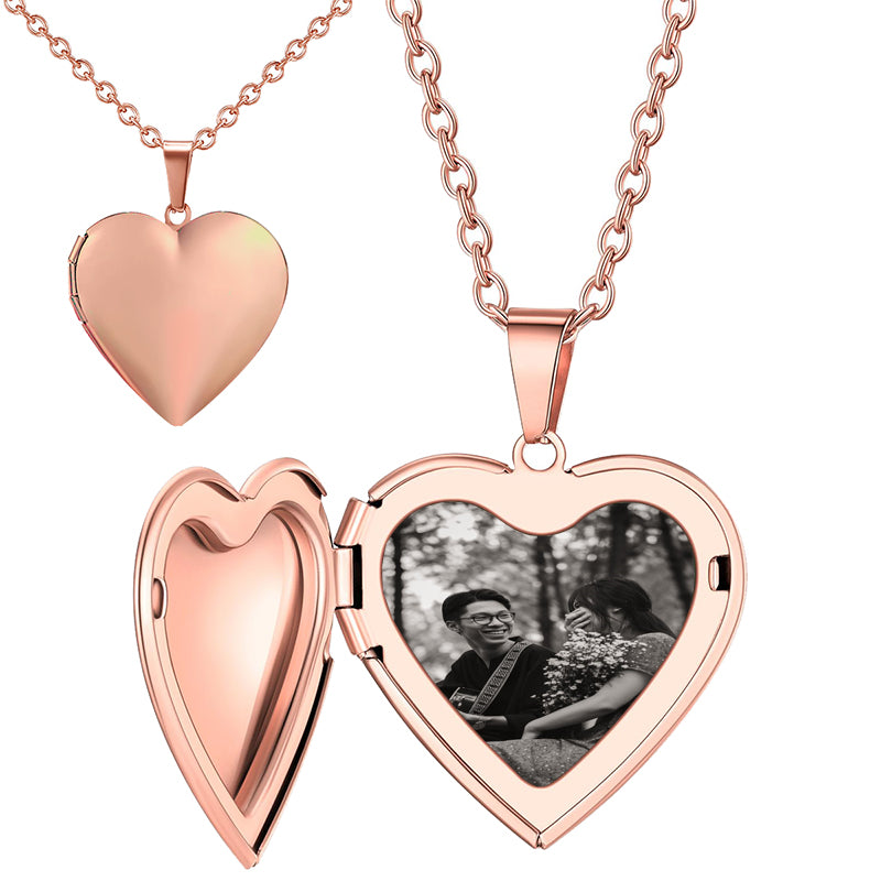 Personalized Heart Locket Necklace,Initial Heart Photo Locket Necklace,Custom Photo Locket with Engraved Initial,Memorable Gift for Her/MOM