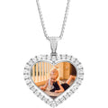 Personalized Photo Necklace 925 Sterling Silver Custom Heart Engraved Picture Image Necklace Pendant Gifts for Mom Women