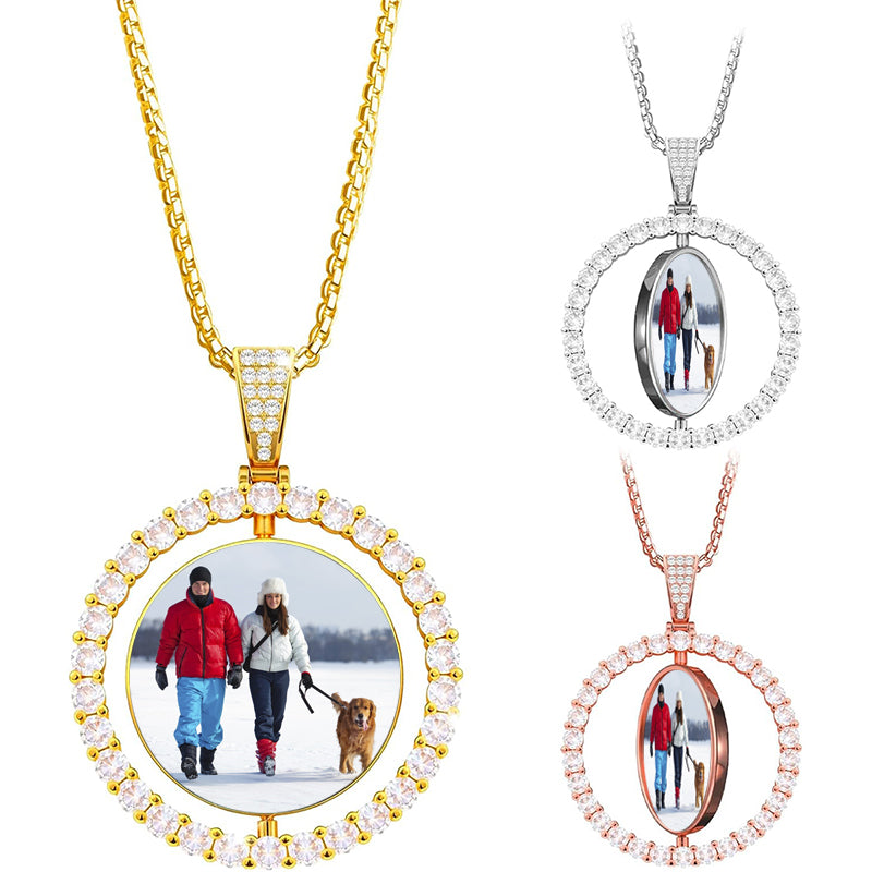 Personalized A PAIR Dog Tags ID Couple Necklace with Photo Text Engraved Valentine's Day Birthday Memorial Gifts Matching Jewelry Stainless Steel