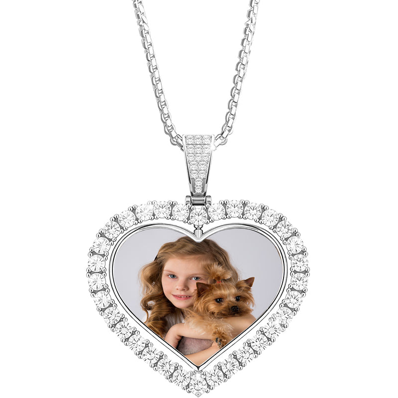 Personalized Photo Projection Necklace: Stainless Steel Cubic Zirconia Locket