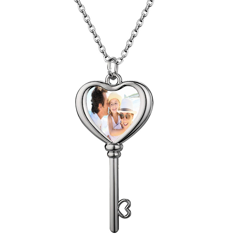 Custom Name Necklace, Pave Heart Charm, Sterling Silver