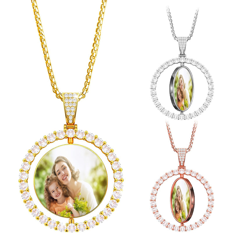 Necklace Pendant - Personalized Dog Photo Necklace- Custom Pet Picture necklace Double sided your own personalized words on the back.